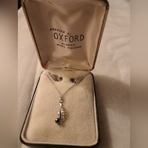 Oxford Black Diamond Necklace And Earring Set.